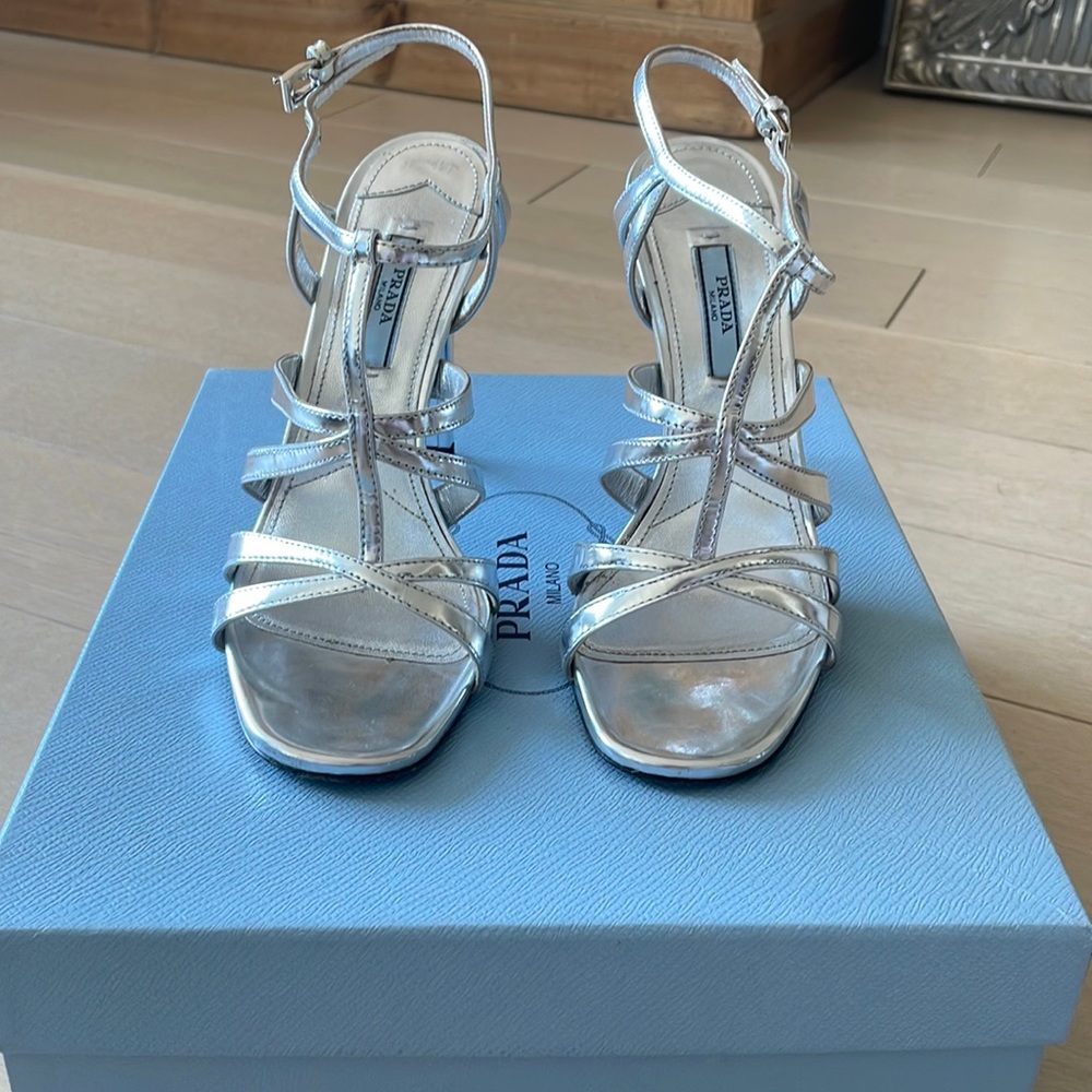 Prada silver sandals